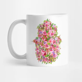 Colorful Flowers-Filled Hamsa Amulet Mug